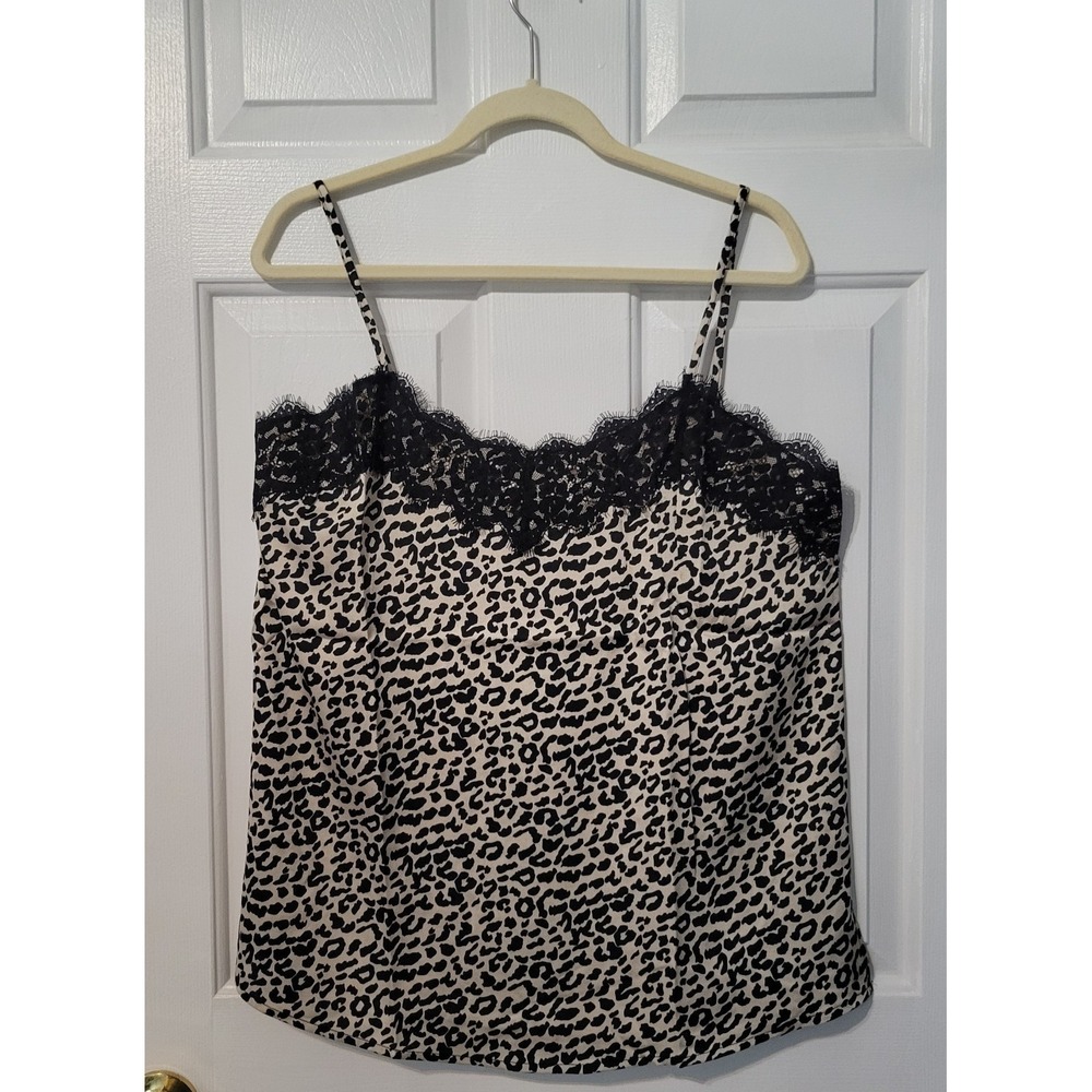 Leopard Print Lace Trim Cami Top XL Animal‎ Print Adjustable Spaghetti Strap NWT